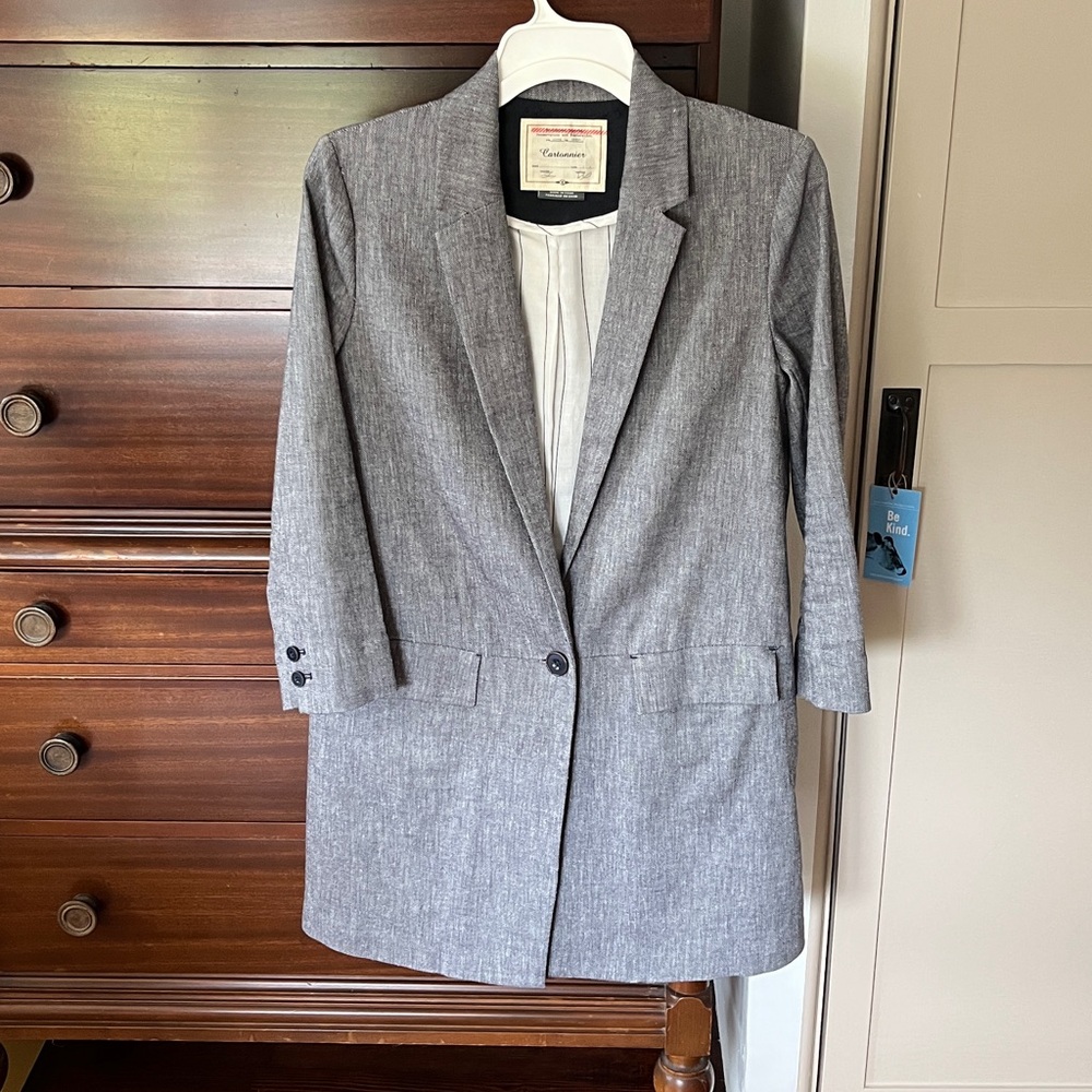 Anthropologie Cartonnier Blazer with Pinstripe Lining.